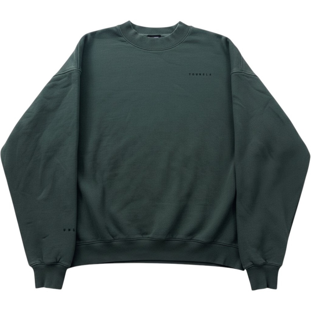 YoungLA 525 Oversized Crewneck Sweatshirt Forest Green YLA2067 Mens Large